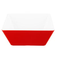 Vollrath V2220340 3.5 Qt. Red / White Large Square Melamine Bowl