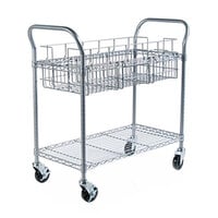 Safco 5236GR 18 3/4 inch x 39 inch x 38 1/2 inch Metallic Gray 600 lb. Wire Mail Cart