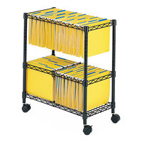 Safco 5278BL 25 3/4 inch x 14 inch x 29 3/4 inch Black Two-Tier Rolling File Cart