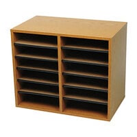 Safco 9420MO Oak 12-Section Wood / Fiberboard File Organizer - 19 5/8 inch x 11 7/8 inch x 16 1/8 inch