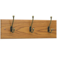 Safco 4216MO 18 inch Medium Oak Wood Wall Rack with 3 Double-Hooks