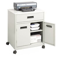 Safco 1870GR Gray Steel Machine Stand with Pull-Out Drawer - 25 inch x 20 inch x 29 3/4 inch