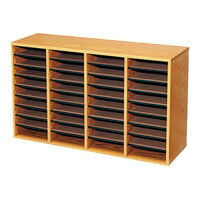 Safco 9424MO Medium Oak 36-Section Wood / Laminate File Organizer - 39 1/4 inch x 11 3/4 inch x 24 inch