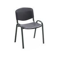 Safco 4185BL Black Plastic Contour Stacking Chair with Steel Frame - 4/Case