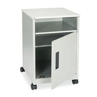 Safco 1871GR Gray Steel Machine Stand with Storage Cabinet and Open Compartment - 15 1/4 inch x 17 1/4 inch x 27 1/4 inch