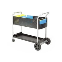 Safco 5239BL Scoot 22 1/2 inch x 39 1/2 inch x 40 3/4 inch Black and Silver 1-Shelf Mail Cart