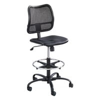 Safco 3395BV Vue Black Mesh Back Extended Height Stool with Padded Vinyl Seat