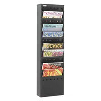 Safco 4321BL Black 11-Compartment Magazine Rack - 10 inch x 4 inch x 36 1/4 inch