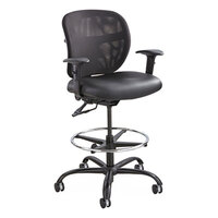 Safco 3394BV Vue Black Heavy-Duty Mesh Back Extended Height Stool with Padded Vinyl Seat