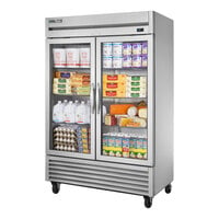 True T-49G-HC~FGD01 54 1/4 inch 2 Section Glass Door Reach-In Refrigerator with LED Lighting