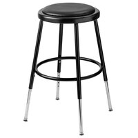 National Public Seating 6418H-10 19 inch - 27 inch Black Adjustable Round Padded Lab Stool