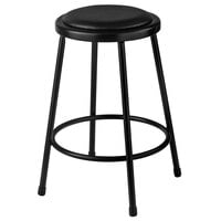 National Public Seating 6424-10 24 inch Black Round Padded Lab Stool