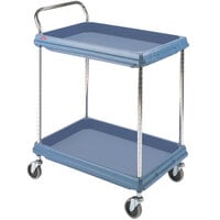 Metro BC2636-2DMB Slate Blue Utility Cart with Two Deep Ledge Shelves and Microban Protection - 38 3/4 inch x 27 inch
