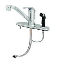 T&S B-2730-3H Deck Mount Single Lever Mixing Faucet with 9 3/16 inch Faucet, 48 inch Sidespray, 10 inch Deckplate, and Sidespray Opening