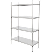 Regency 18 inch x 48 inch NSF Stainless Steel Solid 4-Shelf Kit with 74 inch Posts