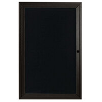 Aarco OADC2418BK 24 inch x 18 inch Enclosed Hinged Locking 1 Door Powder Coated Black Aluminum Outdoor Directory Board with Black Letter Board