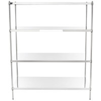Regency 24 inch x 60 inch NSF Stainless Steel Solid 4-Shelf Kit with 74 inch Posts