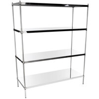 Regency 24 inch x 60 inch NSF Stainless Steel Solid 4-Shelf Kit with 74 inch Posts