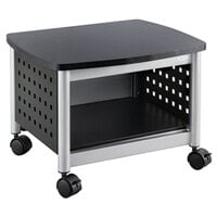 Safco 1855BL Black / Silver Under Desk Printer Stand - 20 1/4 inch x 16 1/2 inch x 14 1/2 inch