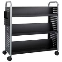 Safco 5335BL 41 1/4 inch x 17 3/4 inch Black Six-Shelf Book Cart