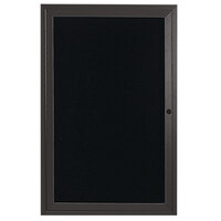 Aarco OADC3624BA 36 inch x 24 inch Enclosed Hinged Locking 1 Door Bronze Anodized Aluminum Outdoor Directory Board with Black Letter Board