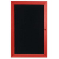 Aarco OADC3630R 36" x 30" Enclosed Hinged Locking 1 Door Powder Coated Red Aluminum Outdoor Directory Board with Black Letter Board