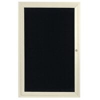 Aarco OADC3624IV 36" x 24" Enclosed Hinged Locking 1 Door Powder Coated Ivory Aluminum Outdoor Directory Board with Black Letter Board