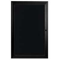 Aarco OADC3624BK 36 inch x 24 inch Enclosed Hinged Locking 1 Door Powder Coated Black Aluminum Outdoor Directory Board with Black Letter Board