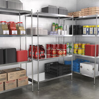 Regency 24 inch x 48 inch NSF Stainless Steel Solid 4-Shelf Kit with 74 inch Posts