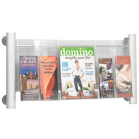 Safco 4133SL Clear and Silver 3-Compartment Wall-Mount Display Rack - 13 3/4 inch x 5 inch x 15 1/4 inch