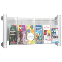 Safco 4133SL Clear and Silver 3-Compartment Wall-Mount Display Rack - 13 3/4 inch x 5 inch x 15 1/4 inch