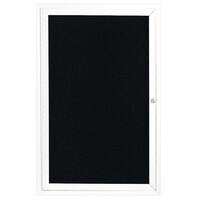 Aarco OADC3624W 36 inch x 24 inch Enclosed Hinged Locking 1 Door Powder Coated White Aluminum Outdoor Directory Board with Black Letter Board