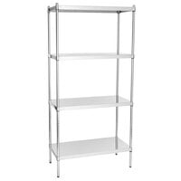 Regency 18 inch x 36 inch NSF Stainless Steel Solid 4-Shelf Kit with 74 inch Posts