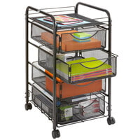 Safco 5214BL 15 3/4 inch x 17 inch Black Onyx Mesh Four-Drawer File Cart