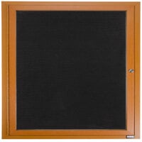 Aarco Enclosed Hinged Locking 1 Door Aluminum with Powder Coated Oak Finish Outdoor Directory Board with Black Vinyl Letter Board and 3/4" Letters
