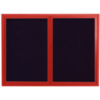 Aarco OADC4860R 48" x 60" Enclosed Hinged Locking 2 Door Powder Coated Red Aluminum Outdoor Directory Board with Black Letter Board