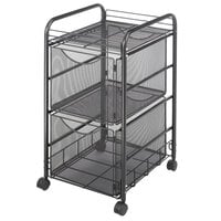 Safco 5212BL Onyx Black Mesh Mobile Double File Cube with Shelf - 15 3/4" x 17" x 27"
