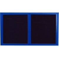 Aarco OADC3660B 36" x 60" Enclosed Hinged Locking 2 Door Powder Coated Blue Aluminum Outdoor Directory Board with Black Letter Board