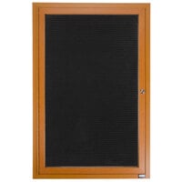 Aarco ADCO4836R 48" x 36" Enclosed Hinged Locking 1 Door Oak Finish Aluminum Indoor Directory Board with Felt Rear Panel