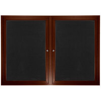 Aarco ADCWW3660R 36 inch x 60 inch Enclosed Hinged Locking 2 Door Walnut Finish Aluminum Indoor Directory Board with Felt Rear Panels