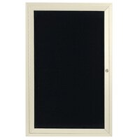 Aarco OADC4836IV 48" x 36" Enclosed Hinged Locking 1 Door Powder Coated Ivory Aluminum Outdoor Directory Board with Black Letter Board