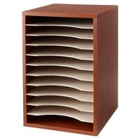 Safco 9419CY 10 3/4 inch x 12 inch x 16 inch Cherry Wood 11 Section Compressed Wood Literature Organizer