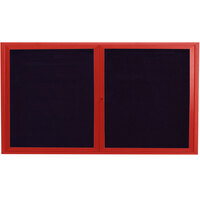 Aarco OADC3672R 36" x 72" Enclosed Hinged Locking 2 Door Powder Coated Red Aluminum Outdoor Directory Board with Black Letter Board