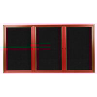 Aarco OADC4896-3R 48" x 96" Enclosed Hinged Locking 3 Door Powder Coated Red Aluminum Outdoor Directory Board with Black Letter Board