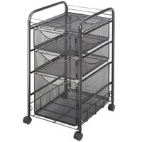 Safco 5213BL Onyx Black Mesh Mobile File Cube with Storage Drawers - 15 3/4 inch x 17 inch x 27 inch