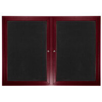 Aarco ADCW3660R 36 inch x 60 inch Enclosed Hinged Locking 2 Door Cherry Finish Aluminum Indoor Directory Board with Felt Rear Panels