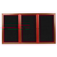 Aarco OADC4872-3R 48" x 72" Enclosed Hinged Locking 3 Door Powder Coated Red Aluminum Outdoor Directory Board with Black Letter Board