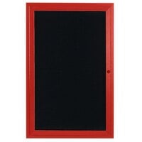 Aarco OADC4836R 48" x 36" Enclosed Hinged Locking 1 Door Powder Coated Red Aluminum Outdoor Directory Board with Black Letter Board