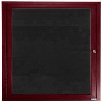 Aarco OADCW3636R 36 inch x 36 inch Enclosed Hinged Locking 1 Door Aluminum with Powder Coated Cherry Finish Outdoor Directory Board with Black Vinyl Letter Board