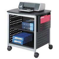 Safco 1856BL 3-Shelf Black / Silver Mobile Printer Stand - 26 1/2 inch x 20 1/2 inch x 26 1/2 inch